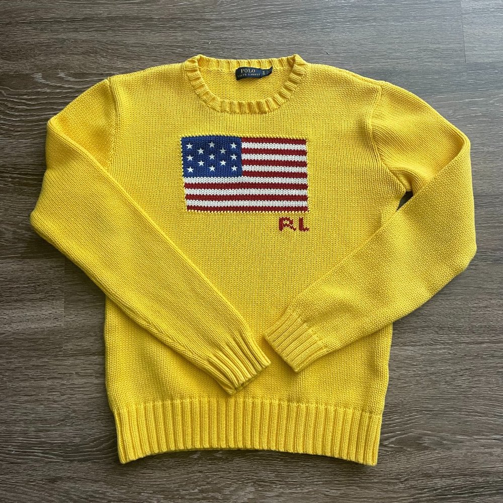 Polo Ralph Lauren Vintage USA Flag Yellow Sweater